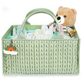 MOMINSIDE Diaper Caddy Organizer Baby Basket Nursery Storage Caddy Organizer for Portable Changing Table Dresser Car Baby Registry Baby Shower Gifts for Girl Boy(Fair Green)