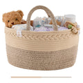 Baby Diaper Caddy Organizer | Changing Table Organizer for Wipes and Diapers | Cotton Rope Diaper Organizer for Changing Table - Large | Newborn Essentials Must Haves for Parents - Sandy Beige