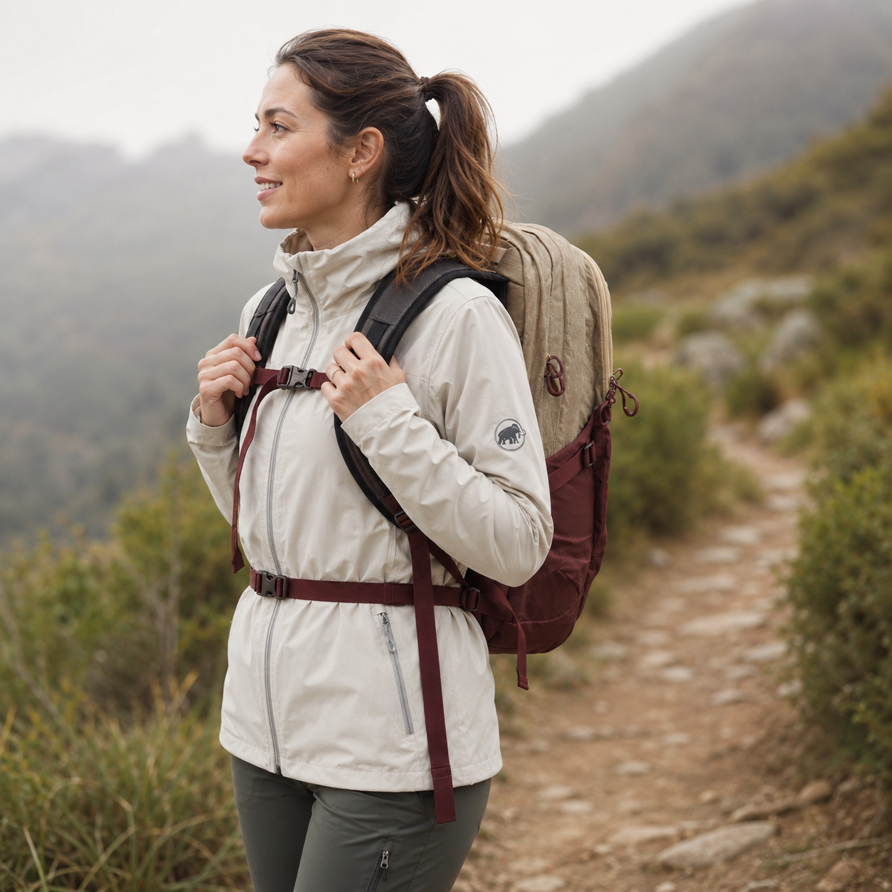 Osprey Nebula Commuter Backpack – Sawdust Tan / Raisin Red