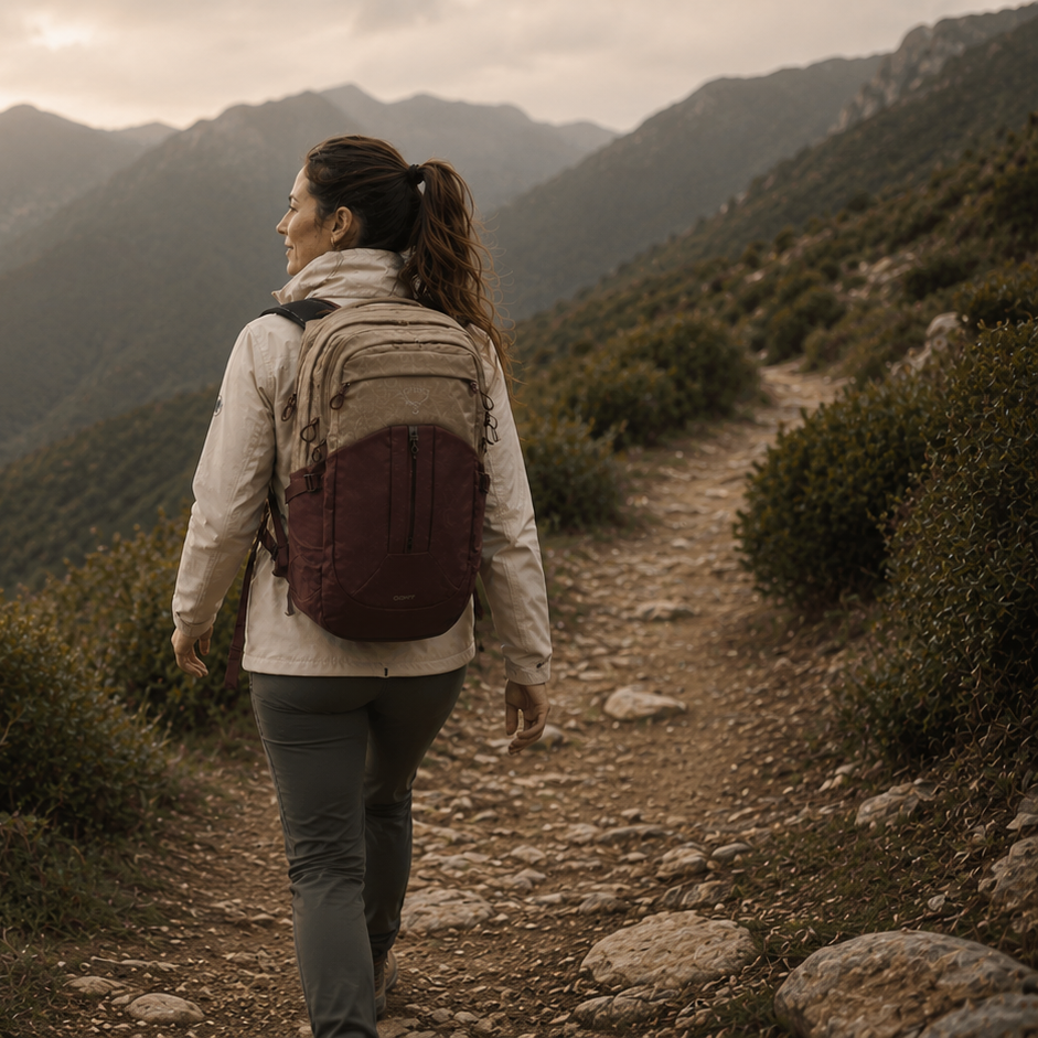 Osprey Nebula Commuter Backpack – Sawdust Tan / Raisin Red
