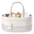 luxury little Diaper Caddy Organizer Large Cotton Rope Nursery Baby Basket Changing Table Organizer for Baby Diaper Storage Portable Car Organizer with Removable Divider Baby Shower Gifts - White